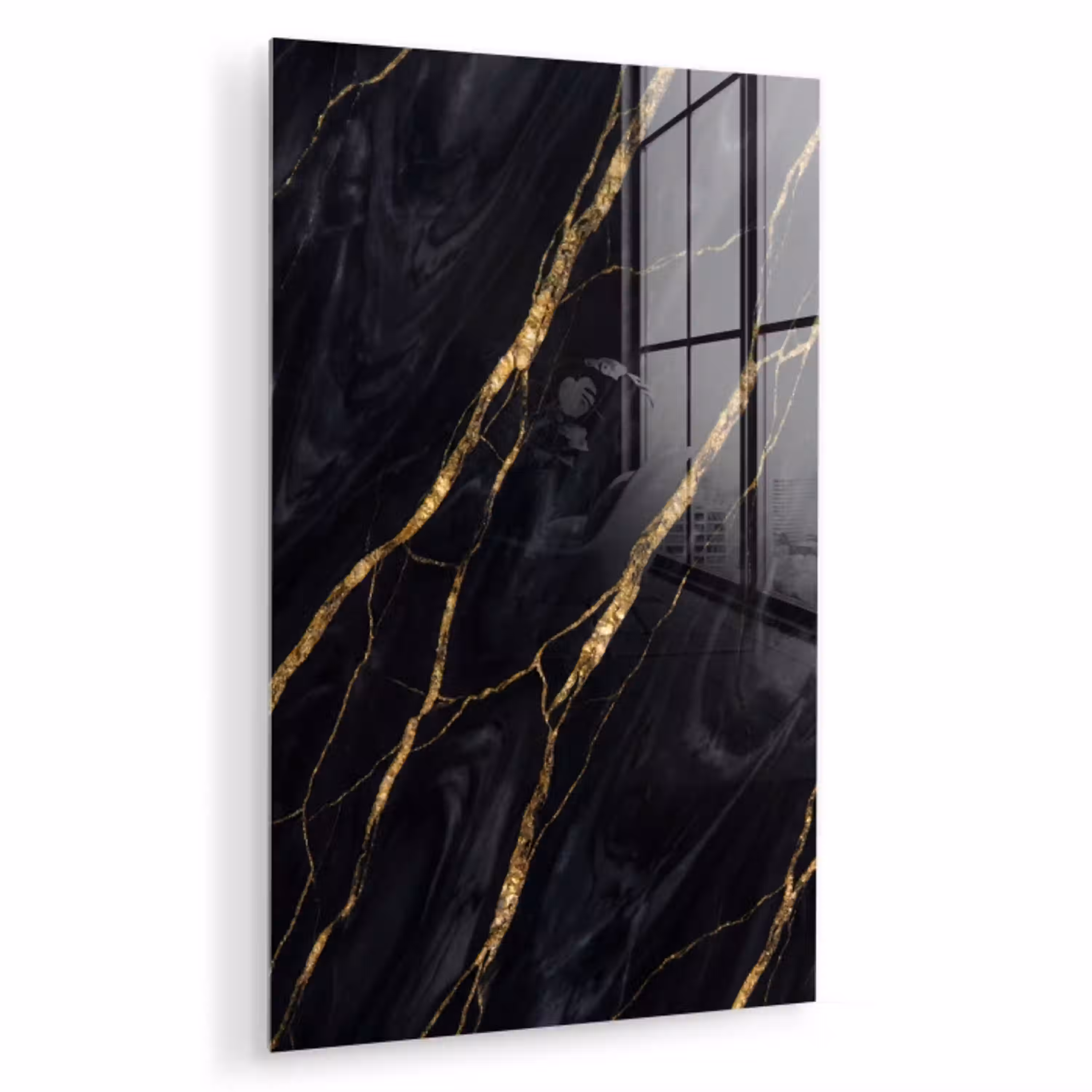Marmer - Gouden aders - Abstract - Zwart plexiglas 5mm klein -zzzproduct_nieuw