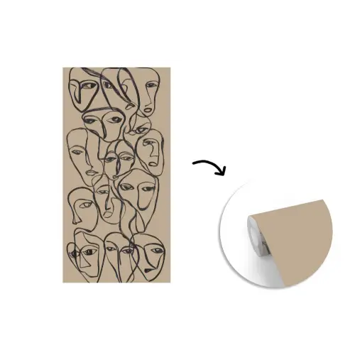 Gezichtenzee - Lijntekening - Abstract fotobehang vinyl groot -3d