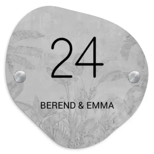 Grijs botanisch patroon - Klassiek Naambord Organisch middel -3d