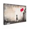 Kunst - Meisje - Ballonnen - Hart - Grijs canvas 2cm klein -z3d