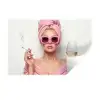 Vrouw - Roze - Wijn - Zonnebril Muursticker klein -3d