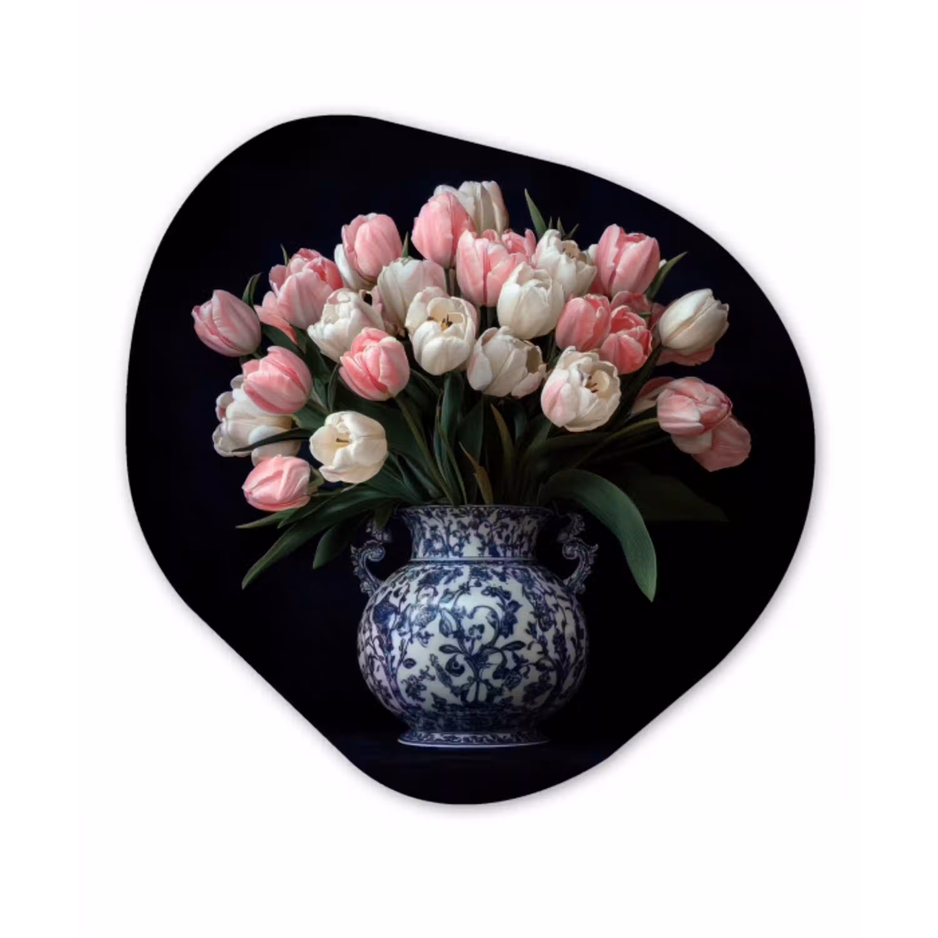 Bloemen - Roze - Tulpen - Vaas Wandcirkel Organisch Forex 3mm klein -3d