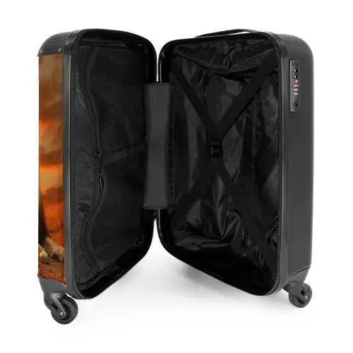 Twee bruine leeuwen NBS - Handbagage koffer - Unisex middel -binnenkant