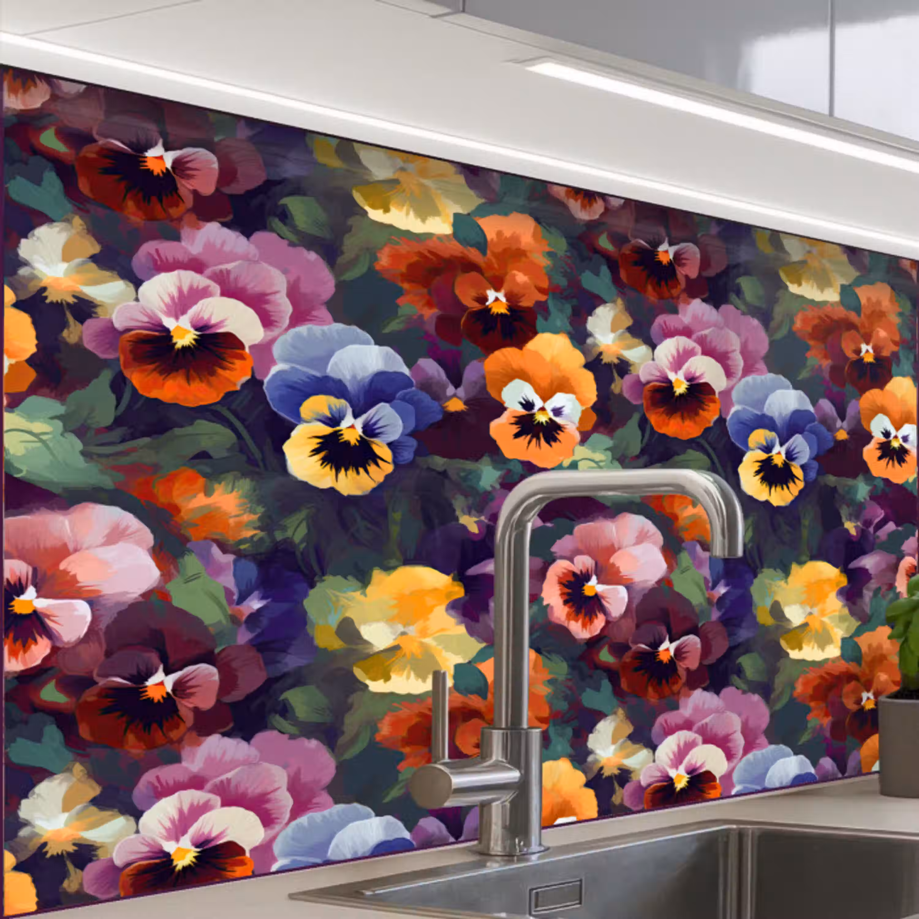 Viooltjes - Kleuren - Bloemblaadjes keuken achterwand 2 middel 865 -zzzz3d_schuin