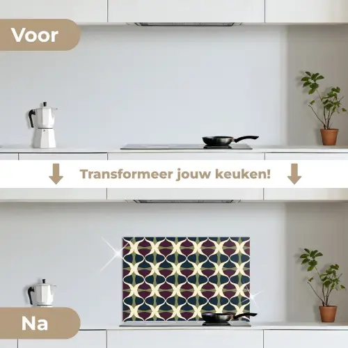Abstract - Retro - Kleurrijk keuken achterwand spatscherm klein 900 -voor_na_NL
