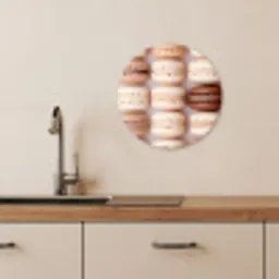 Macarons - Beige - Bruin KitchenYeah - Keuken - Wandcirkel Forex klein -sfeer3