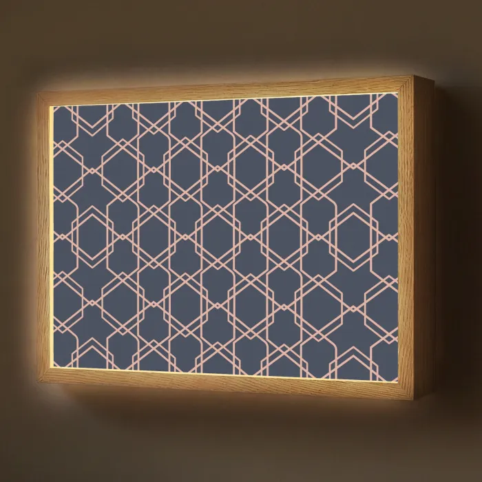 Modern - Patroon - Donkerblauw - Roze Light Box met batterij (Wandlamp) middel 907 -z3d_website