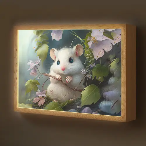 Muis - Bos - Bloemen - Illustratie - Bosdieren Light Box met batterij (Wandlamp kind) middel -z3d_website