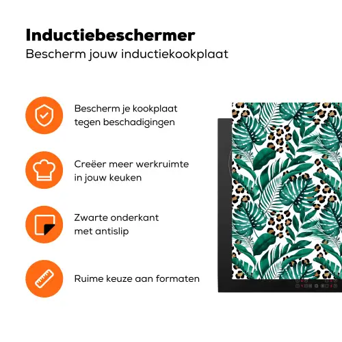 Panterprint - Bladeren - Jungle Inductie beschermer vinyl 3mm klein -zzzzzzz-td-ups