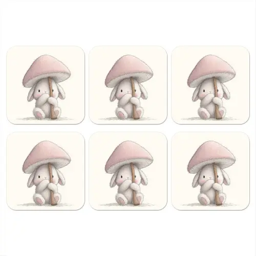 Paddenstoel - Konijn - Roze onderzetter kurk middel -3d