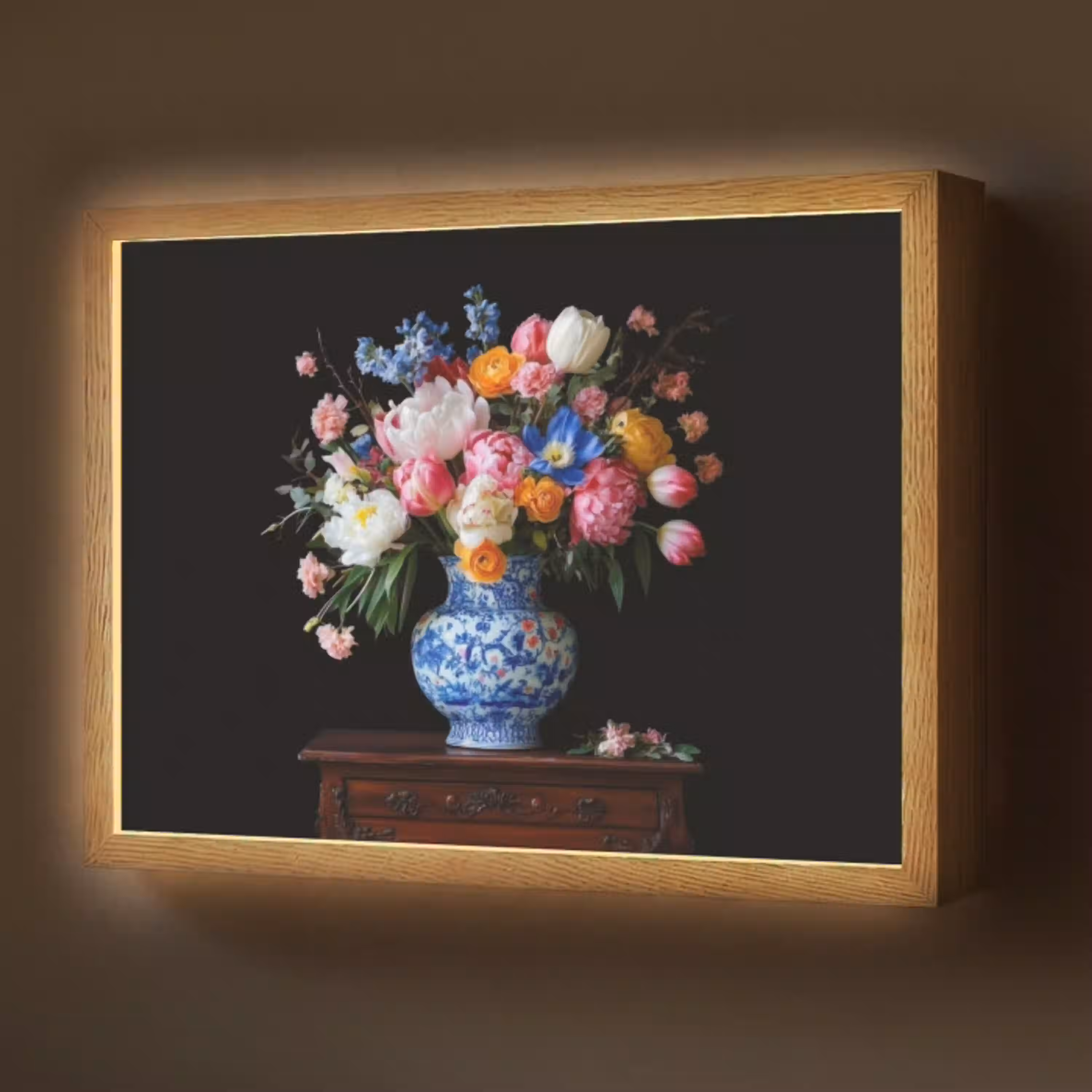 Rozen - Bloemen - Vaas - Boeket Light Box met batterij (Wandlamp) middel -z3d_website