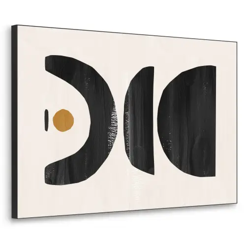 Abstract - Halve cirkel - Kunst - Zwart wit Textielframe zwart klein -3d