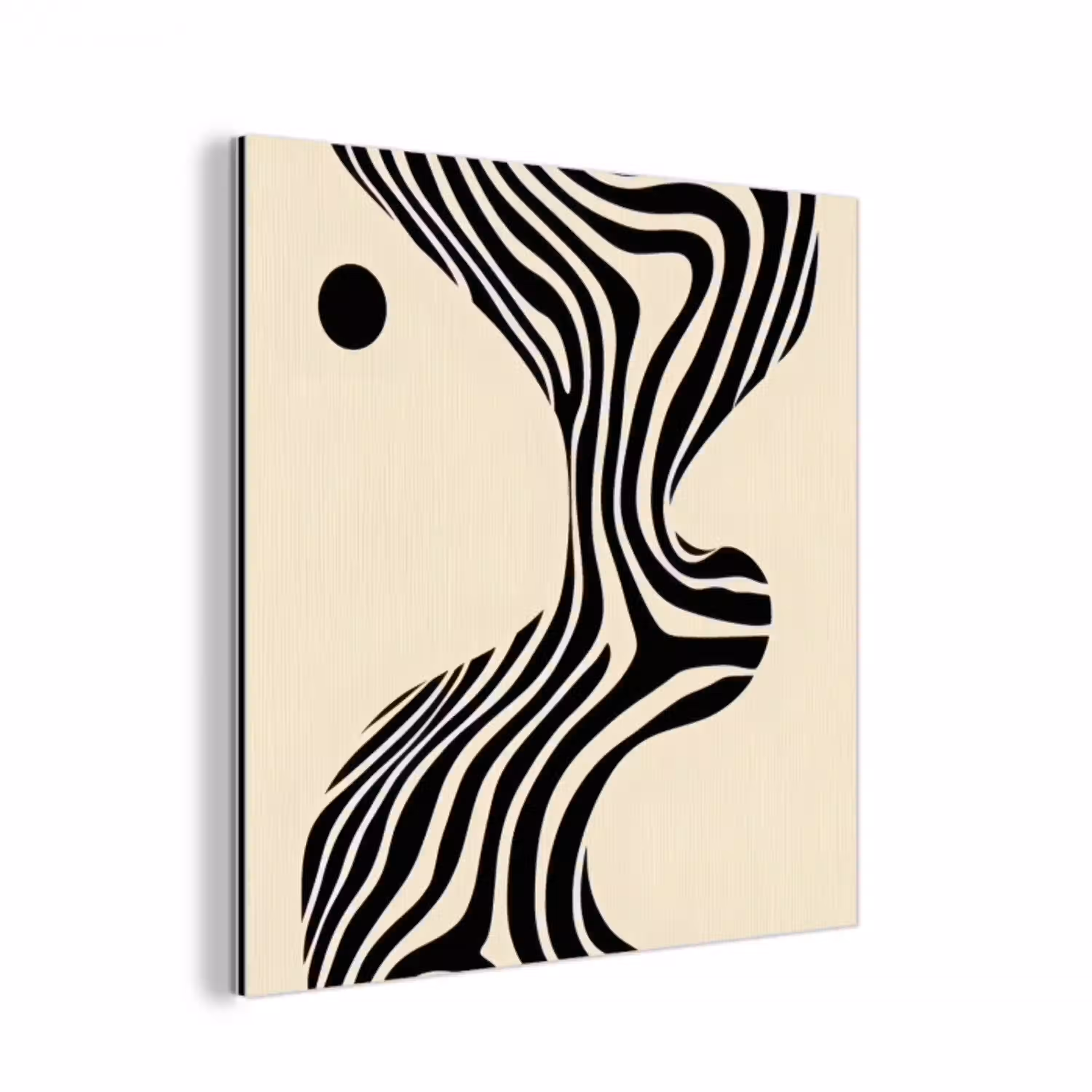 Beige - Lijnen - Golvend -  Abstract aluminium wit klein -3d