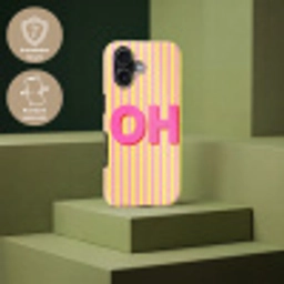 Tekst - Strepen - Roze Toughcase MagSafe Apple iPhone 17 klein -USP_PrintM_DE