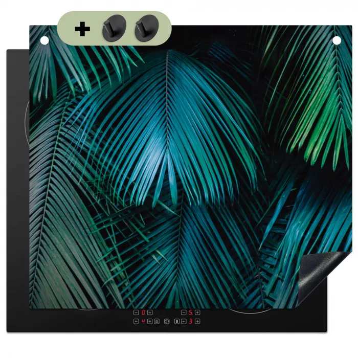 Inductie beschermer - Inductie afdekplaat - Tropical - Jungle - Bladeren - Groen Inductie beschemer met haakjes middel -3d