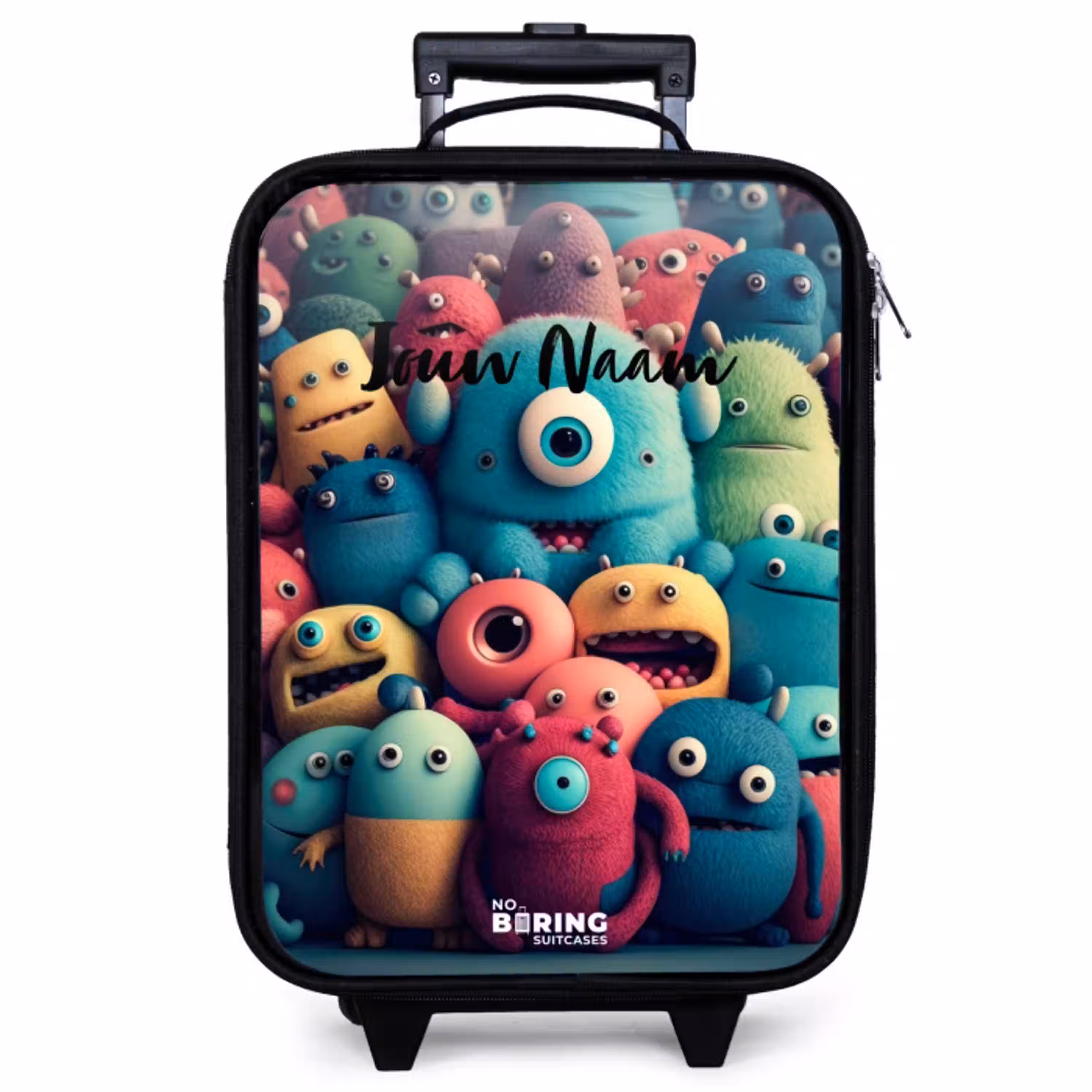Zachte en bolle monsters Kinderkoffer - Zwart klein -zzz_website3d