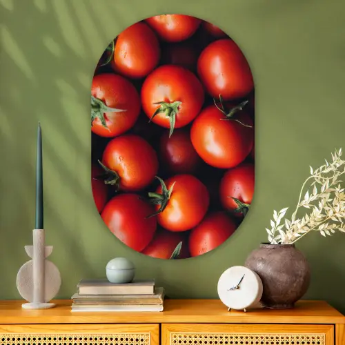 Groente - Rood - Tomaten Wandcirkel Ovaal Glas middel -sfeer2