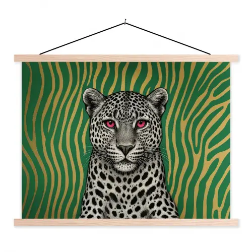 Panter - Zebrapatroon - Groen textielposter latten blank klein -3d