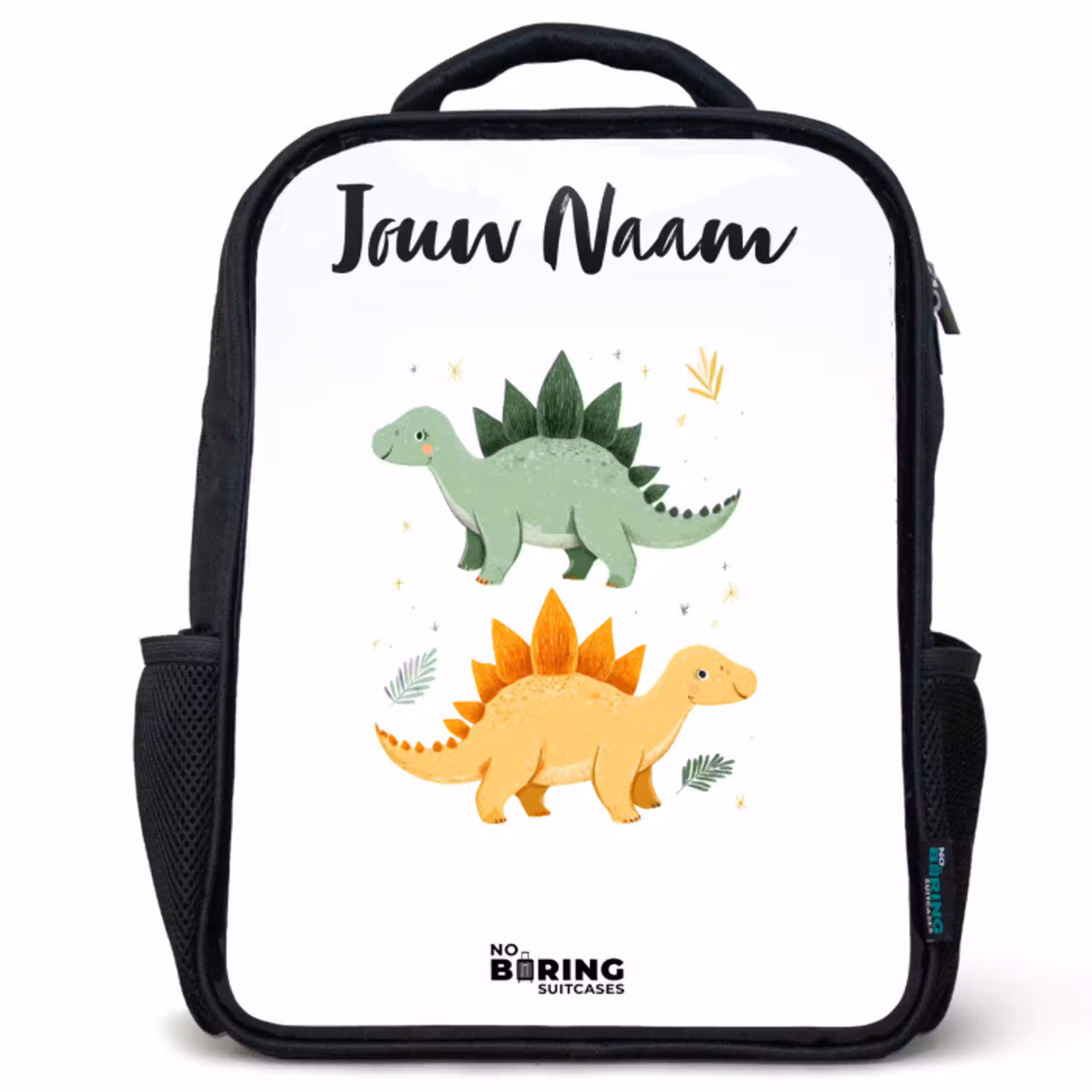 Dinos - Dieren - Groen - Oranje Rugzak - Zwart middel -3d