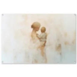Kind - Moeder - Waterverfschilderij tuinposter los doek groot -3d