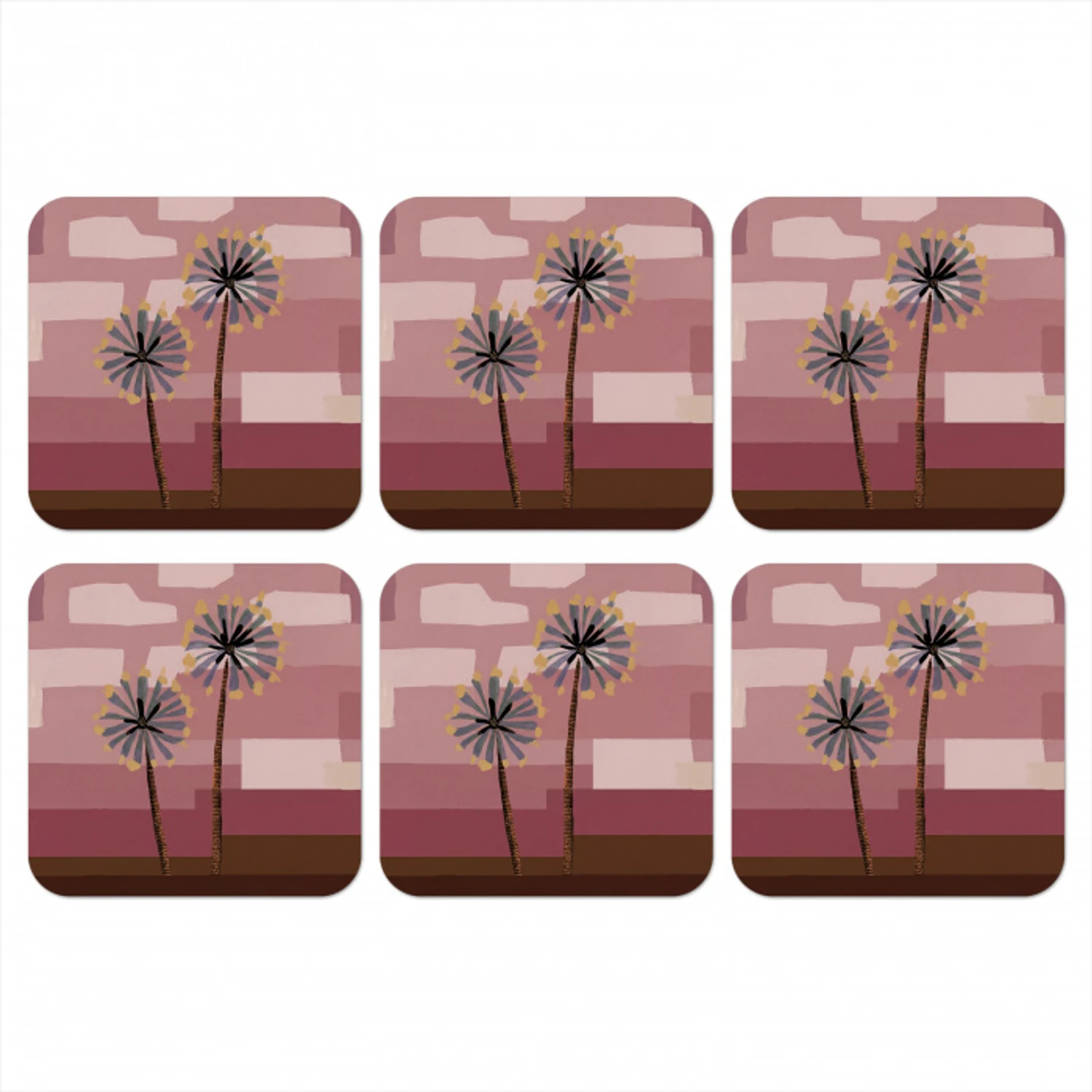 Illustratie - Bloemen - Vlakken - Abstract onderzetter kurk middel -3d