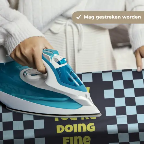Patroon - Geblok - Blauw - Slow down you're doing fine Wandkleed katoen klein -sfeer9