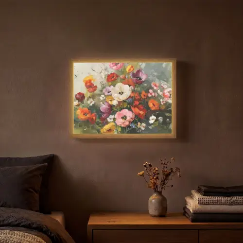 Vrolijk boeket - Dynamisch - Subtiele kleurspatten Light Box met batterij (Wandlamp) middel -sfeer4