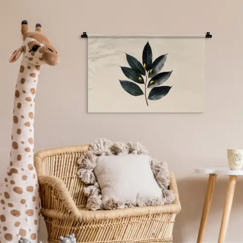 Laurierbladeren - Bloemknoppen - subtiel Wandkleed katoen klein -wsfeer5_kind