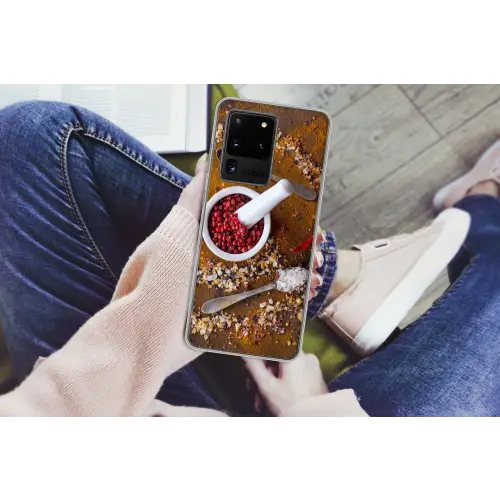 Vijzel - Kruiden - Lepels - Specerijen - Bruin - Peper Telefoonhoesje Samsung Galaxy S20 Ultra klein -handS20Ultra