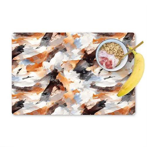 Penseelstreken - Oranje - Grijs Placemat vinyl groot 368 -zzzproduct_Kitchenyeah-website
