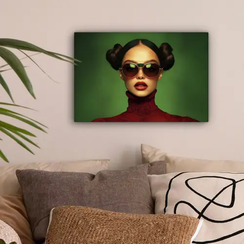 Vrouw - Groen - Bril - Aesthetic - Modern canvas 2cm klein -sfeer1