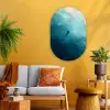 Zee - Silhouet - Abstract - Blauw Wandcirkel Ovaal Glas middel -sfeer4