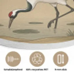 Kraanvogels - Water - Beige Akoestische PET Vilt - Rond klein -closeup_DE