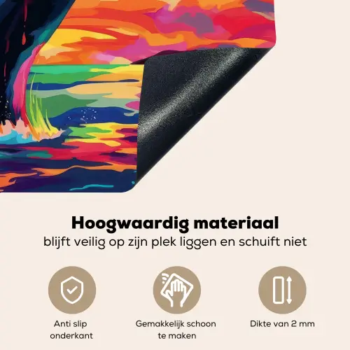 Zonsondergang - Walvis - Geschilderd - Kleurrijk Inductie beschemer met haakjes middel -ky-onderkant-nl