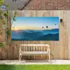 Luchtballonnen - Bergen - Zonsopgang - Landschap Tuinposter op houten frame 2 cm dik xxl -sfeer4