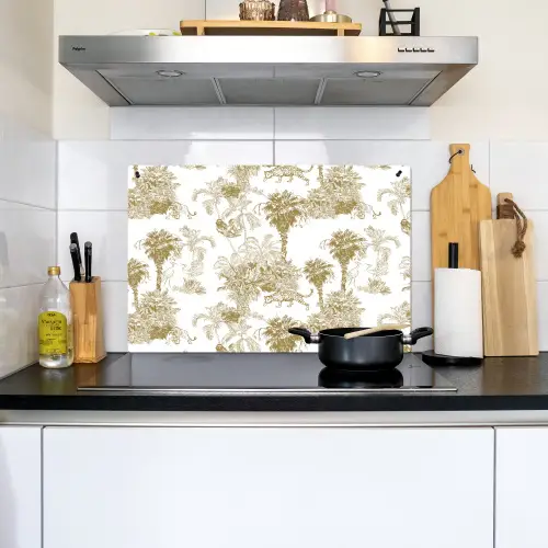 Oerwoud - Abstract - Beige Inductie beschemer met haakjes klein 777 -sfeer2