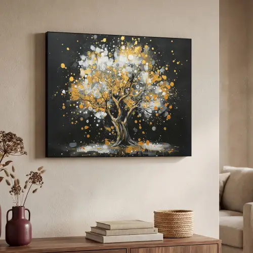 Boom - Zwart - Goud - Wit - Modern Textielframe - compleet frame klein -sfeer3