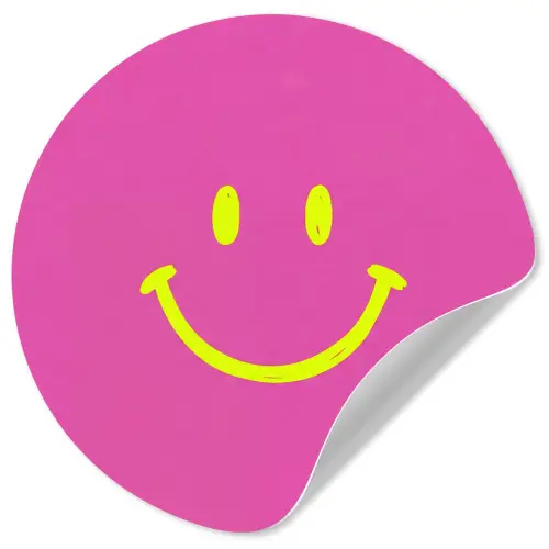 Smiley - Vrolijk - Roze Wandcirkel behangsticker klein -3d