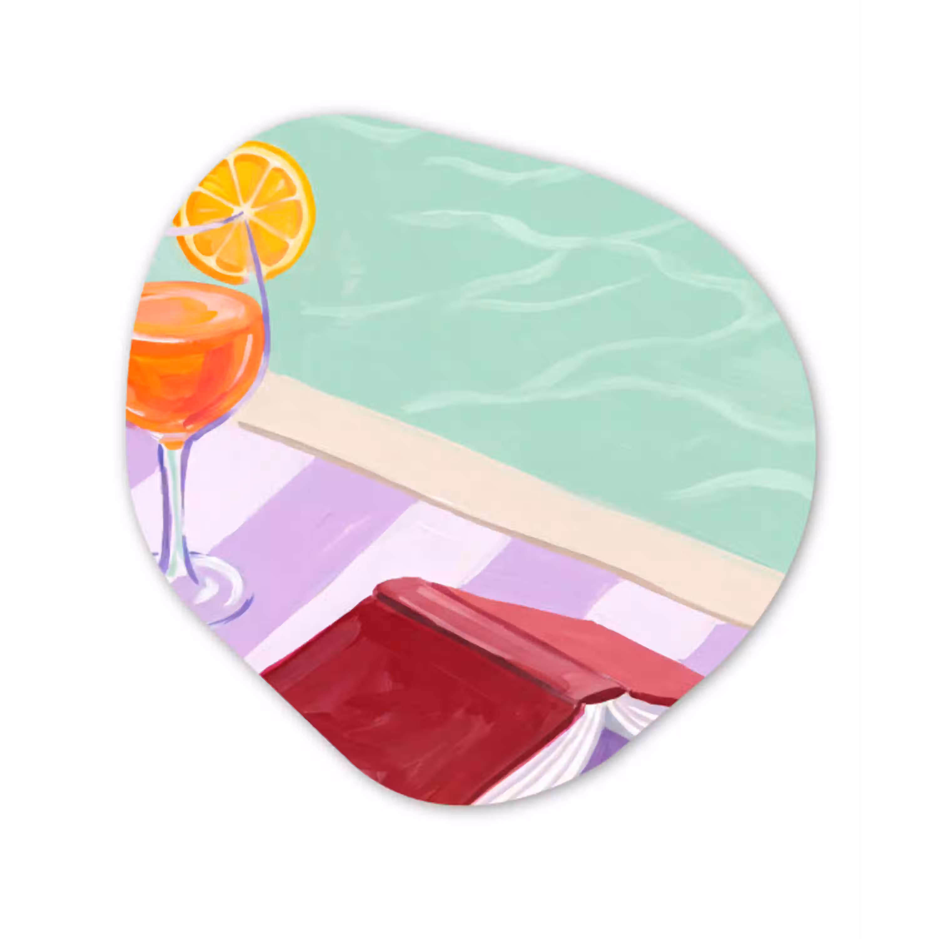 Cocktail - Zwembad - Zomer Wandcirkel Organisch Aluminium middel -3d