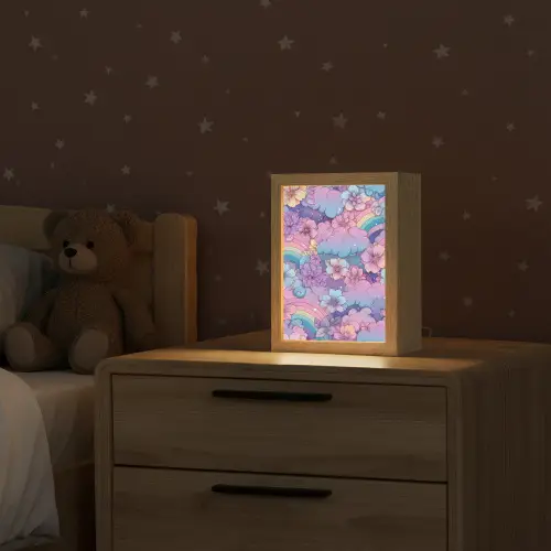 Regenbogen - Bloemen - Kleurrijk - Wolken Light Box met kabel klein -sfeer1_kind