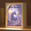 Eenhoorn - Paars - Sprookje - Fantasy dier Light Box met kabel (Kinderlampje) klein -zzz_3d_website