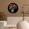 Tulpen - Kleuren - Hout - Vaas Wandcirkel behangsticker klein -sfeer1