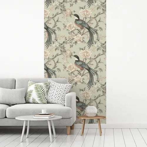 Bloem - Vogel - Kleurrijk fotobehang vinyl groot 64 -woonkamer