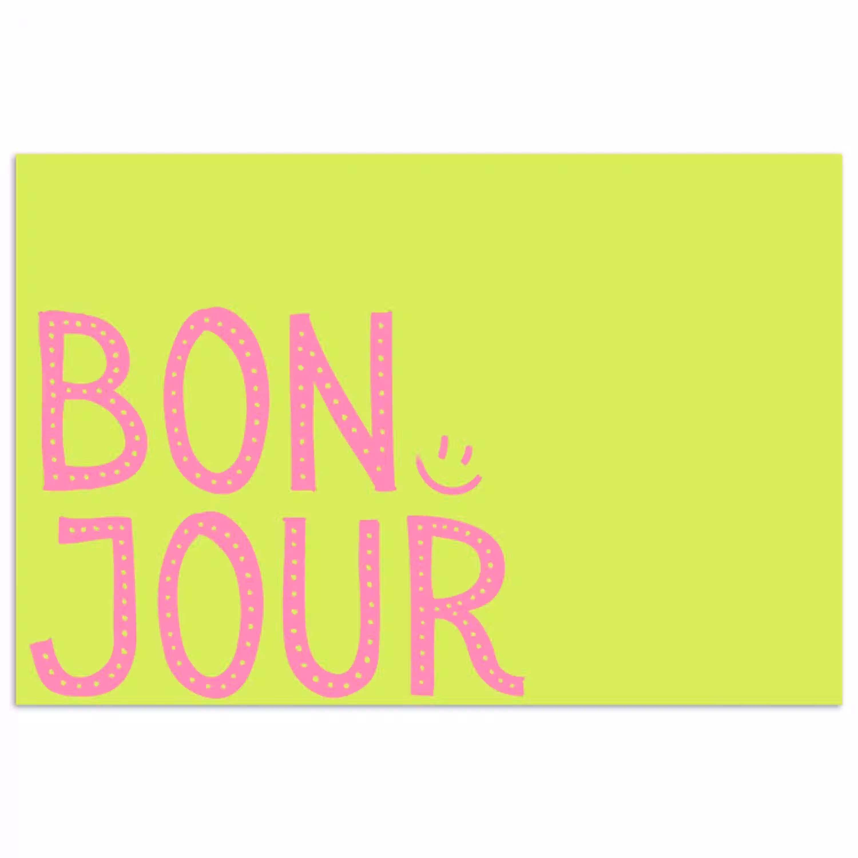 Groen - Smiley - Bonjour - Roze poster papier klein -3d