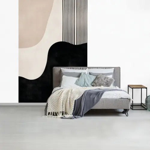 Abstract - Japandi - Beige - Modern fotobehang vinyl groot -slaapkamer