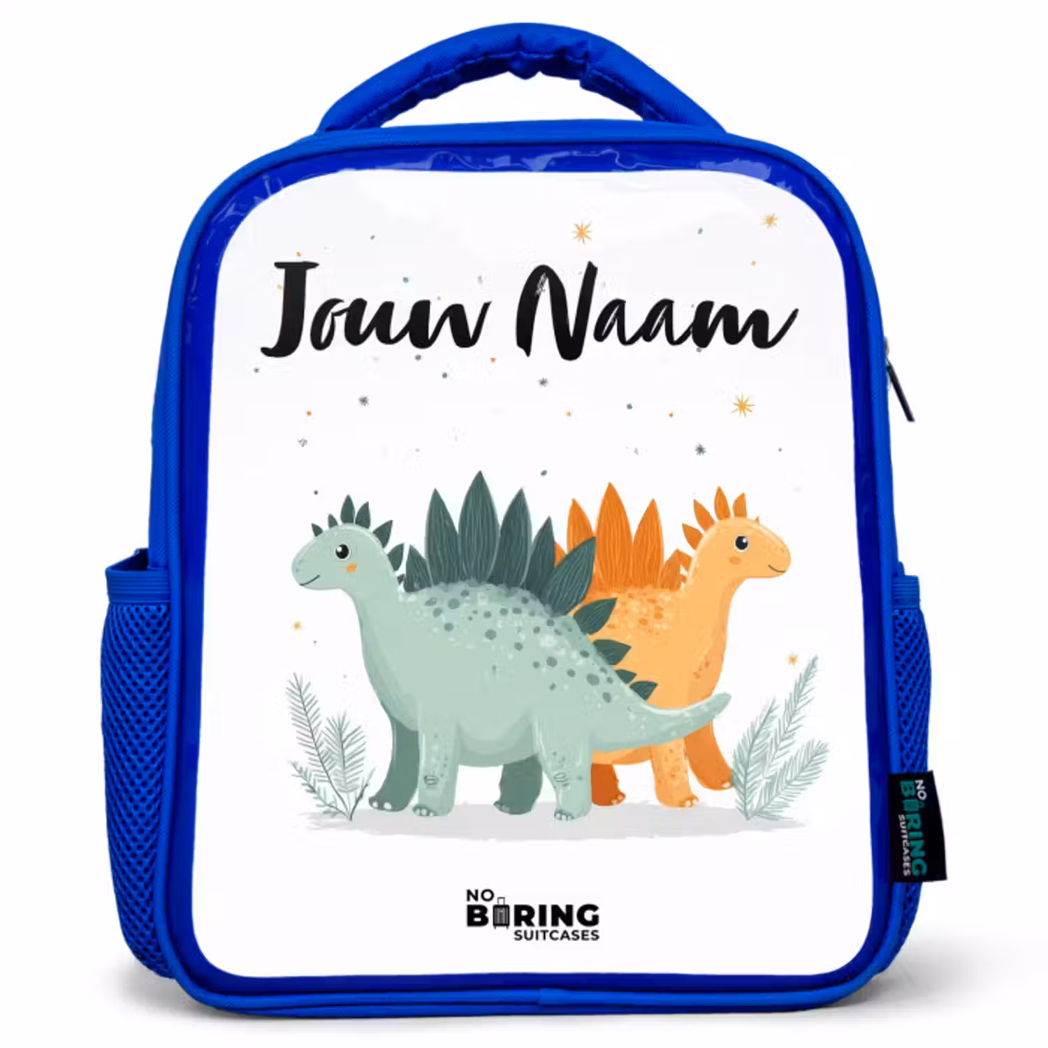 Kinderrugzak met naam - Blauw - Dinos - Dieren - Sterren