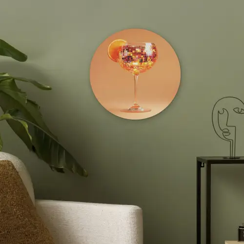 Drank - Oranje - Glitter - Disco Akoestische PET Vilt - Rond klein -sfeer2