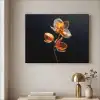Bloem - Orchidee - Oranje Textielframe - compleet frame klein -sfeer2