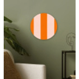 Strepen - Modern - Oranje Wandcirkel kunststof plaat 5mm dik klein 188 -sfeer3