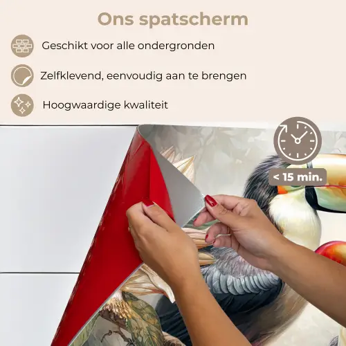 Toekan - Vogels - Bloemen - Jungle keuken achterwand spatscherm klein -spatscherm_NL